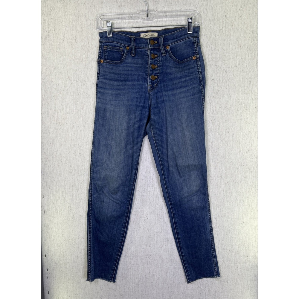Madewell Jeans Women's 10" High-Rise Skinny Crop Button Fly Raw Hem‎ Size 24